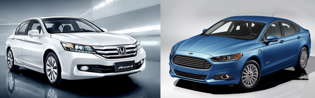 2015 Honda Accord (left) and the 2015 Ford Fusion (right)
