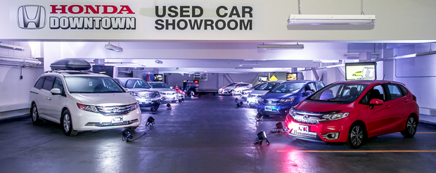Used inventory is housed on a special second floor parking level, designed to maximize space utilization (Photo courtesy of Downtown Honda) 