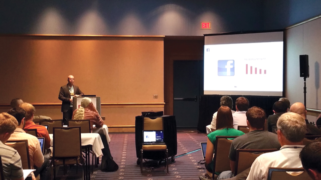 Robert Karbaum, National Digital Strategy Manager at Dilawri Group of Companies, presents on social media and advertising at the Digital Dealer Conference & Expo 