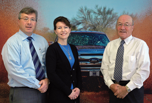 (Left to right), Brent Lewis, general manager,  Judith Kovala, dealer operations and Young Drivers Manager and Maitland Lewis, president, Maitland Ford Lincoln Sales 