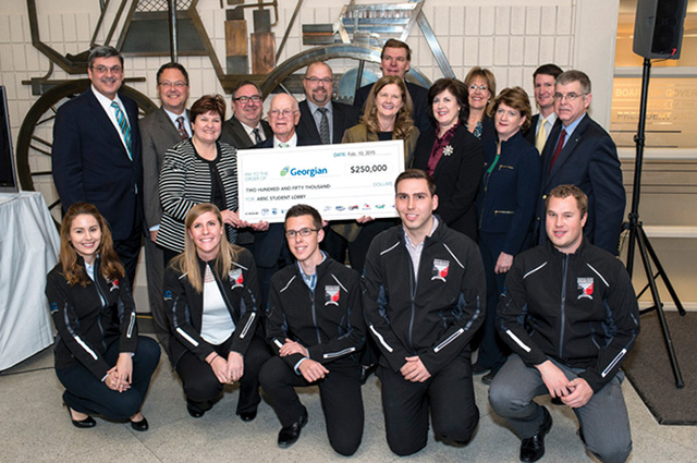 CADA presents a cheque for $250,000 to the Automotive Business School of Canada at Georgian College