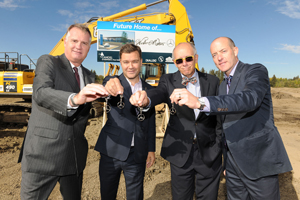 Left to right, Tim A. Reuss, President and CEO, Mercedes-Benz Canada Inc., The Honourable Matt Jeneroux, MLA Edmonton South West, His Worship, Mayor Stephen Mandel and Tom Wilson, dealer principal, Weber Motors Ltd.